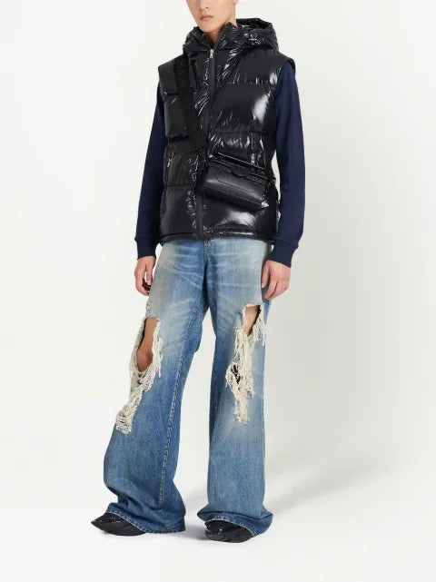 Balmain puffer hooded sleeveless jacket