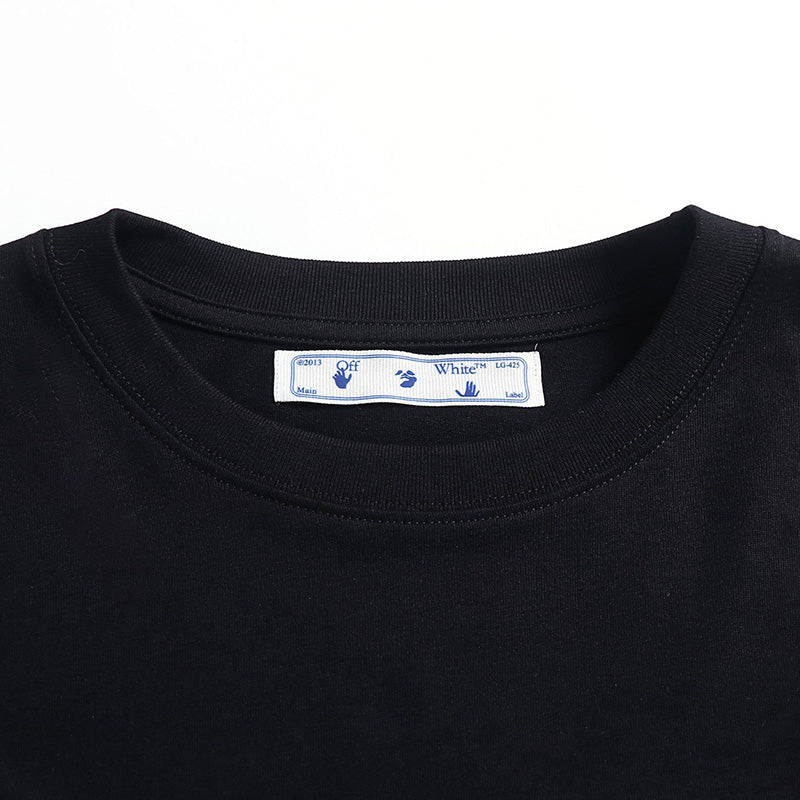 OFF-WHITE "Skeleton WHT" Graffiti Cartoon Graphic T-Shirt