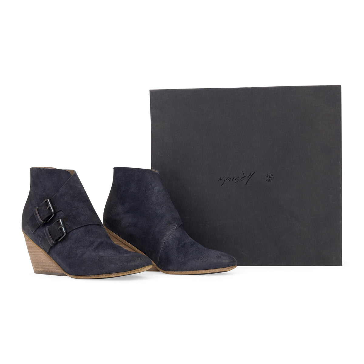 BLUE DISTRESSED CALF SKIN LEATHER BOOTS