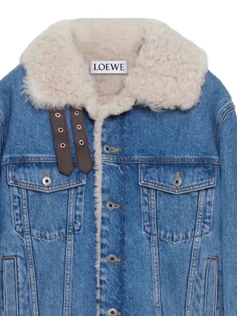 LOEWE trucker jacket in denim and shearling