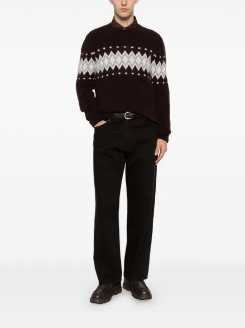 Eleventy crew neck fair isle-knit sweater