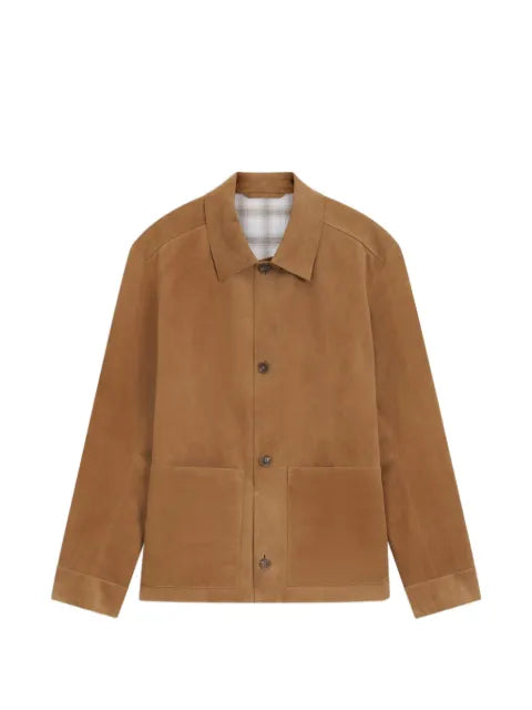 BOSS button-up suede jacket with checkered lining