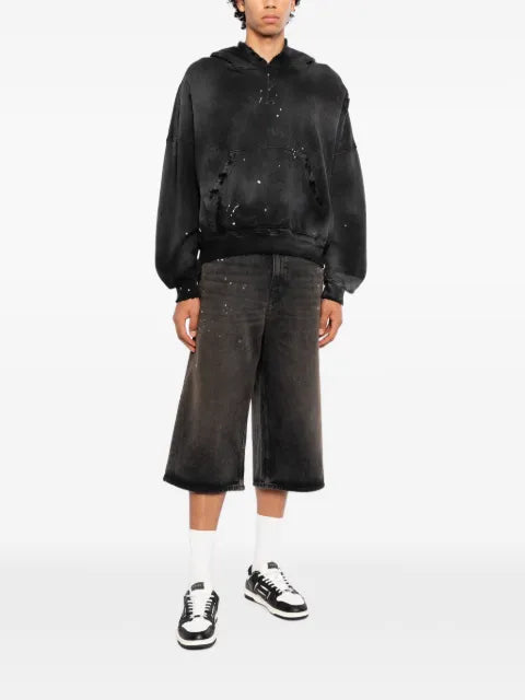 MOOJI MOOJI  paint-splatter distressed hoodie