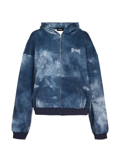 We11done Trompe L'Oeil bleach-effect graphic-print hoodie