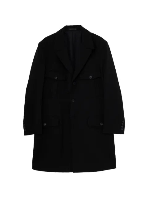 Yohji Yamamoto multi-pocket single-breasted long jacket