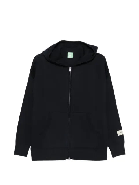 FLÂNEUR zip-up logo-patch hoodie