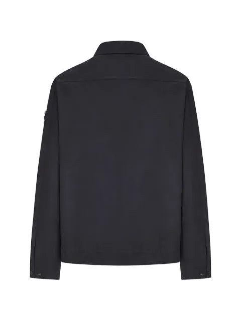 Stone Island zip-up logo-patch shirt