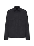 Stone Island zip-up logo-patch shirt