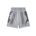 Mixed Emotion Grey Washed Gothic Graphic Sweat Shorts