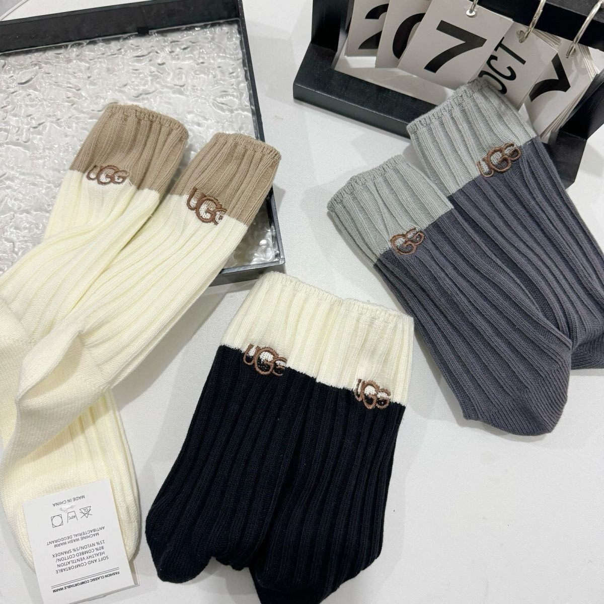 UGG Cotton Ribbed Crew Sock Set