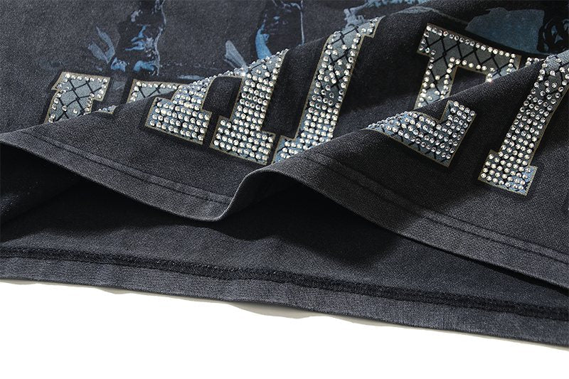 VALE USA Athletic Rhinestone Graphic T-Shirt