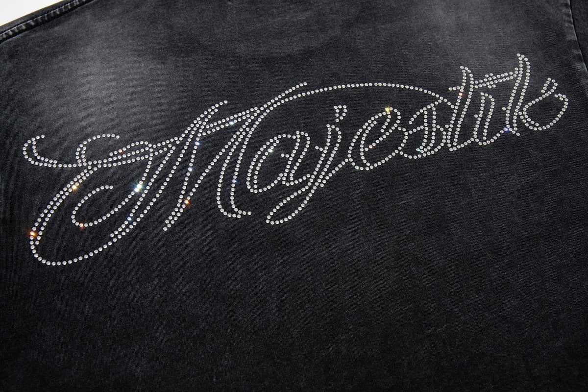MAJESTIK Washed Black Astronaut Rose Graphic T-Shirt