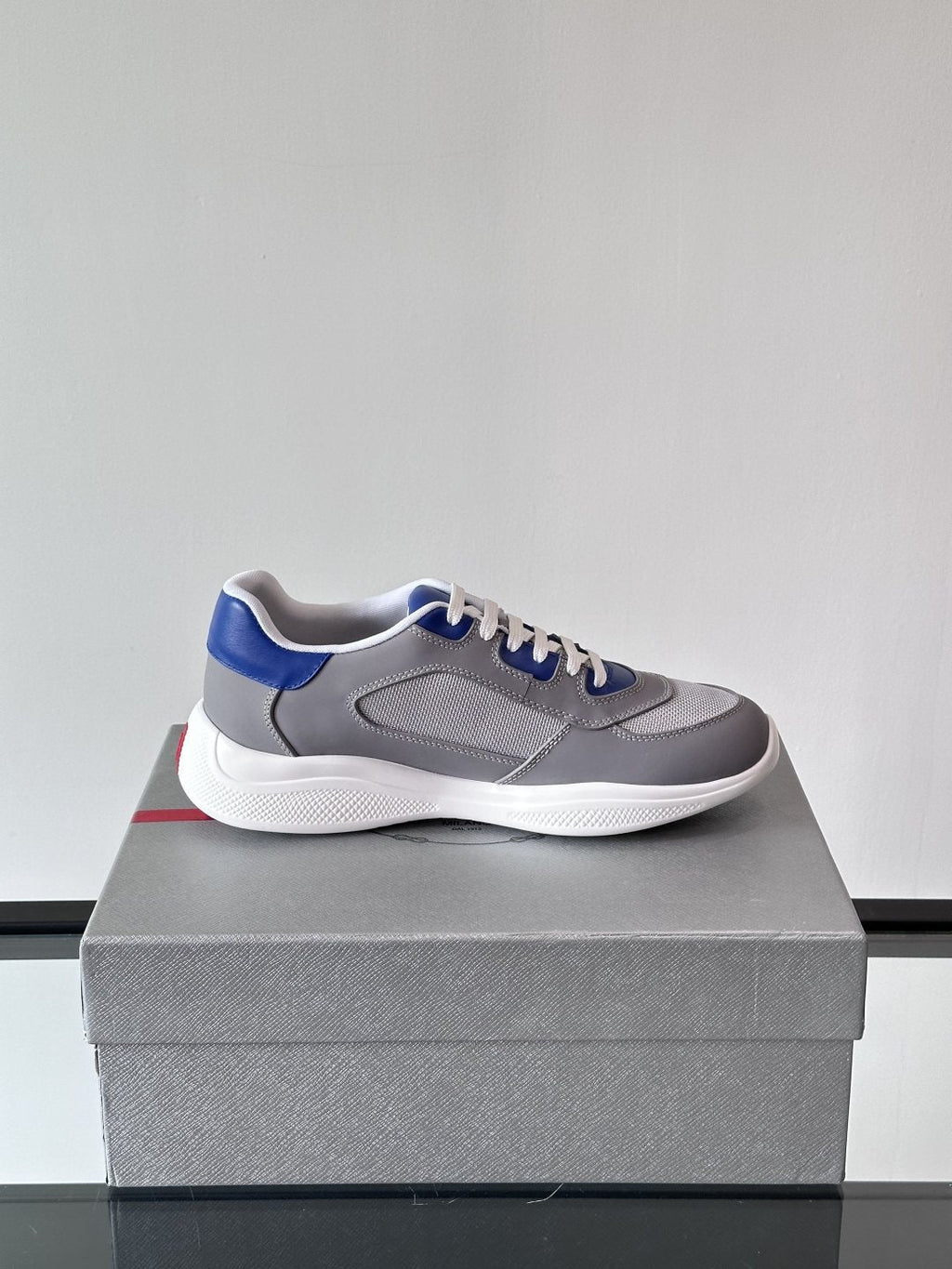 Prada Men's Low-Top Leather Sneakers - Rounded Toe