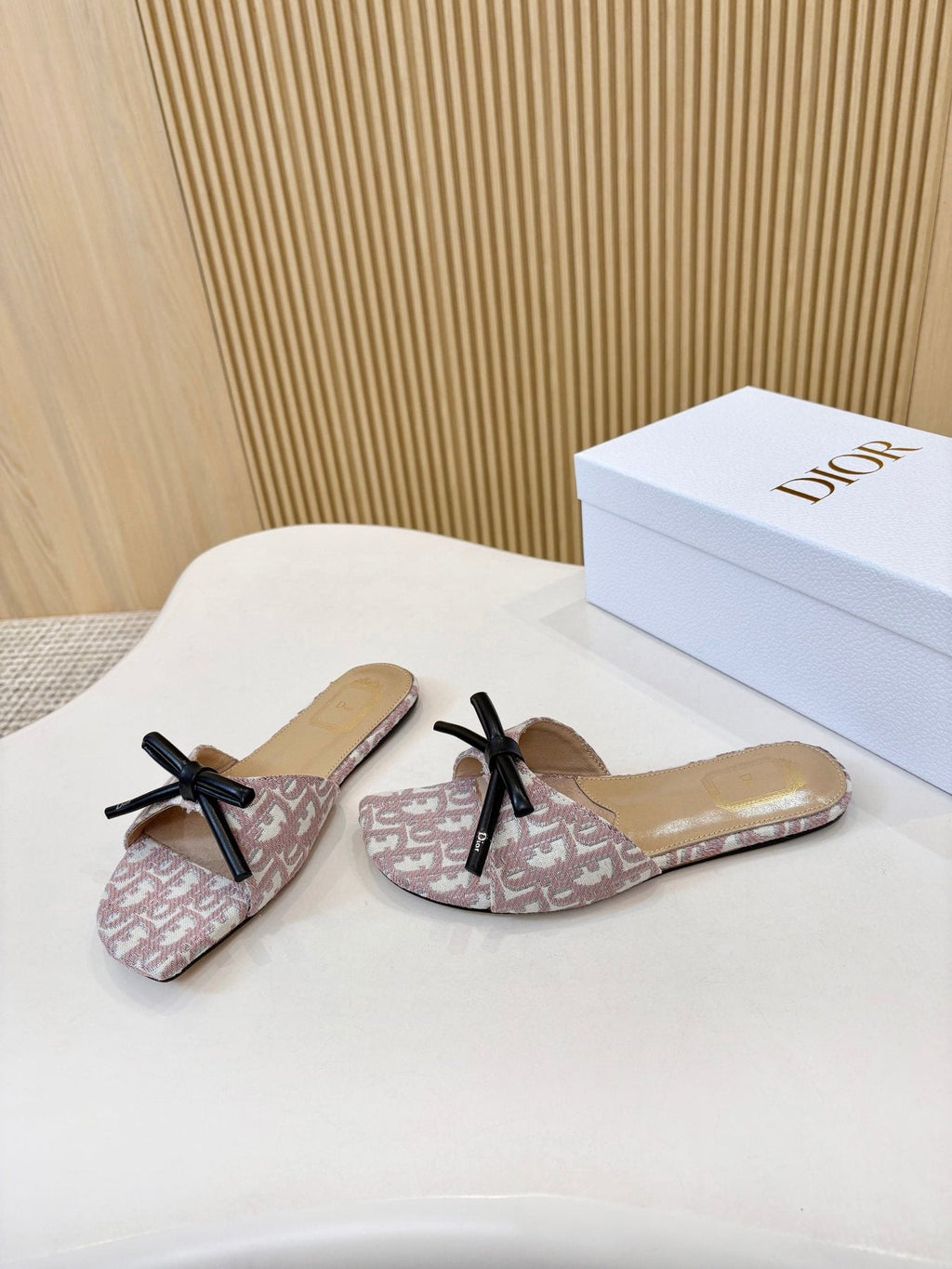 Dior Bow Flat Mule Sandals