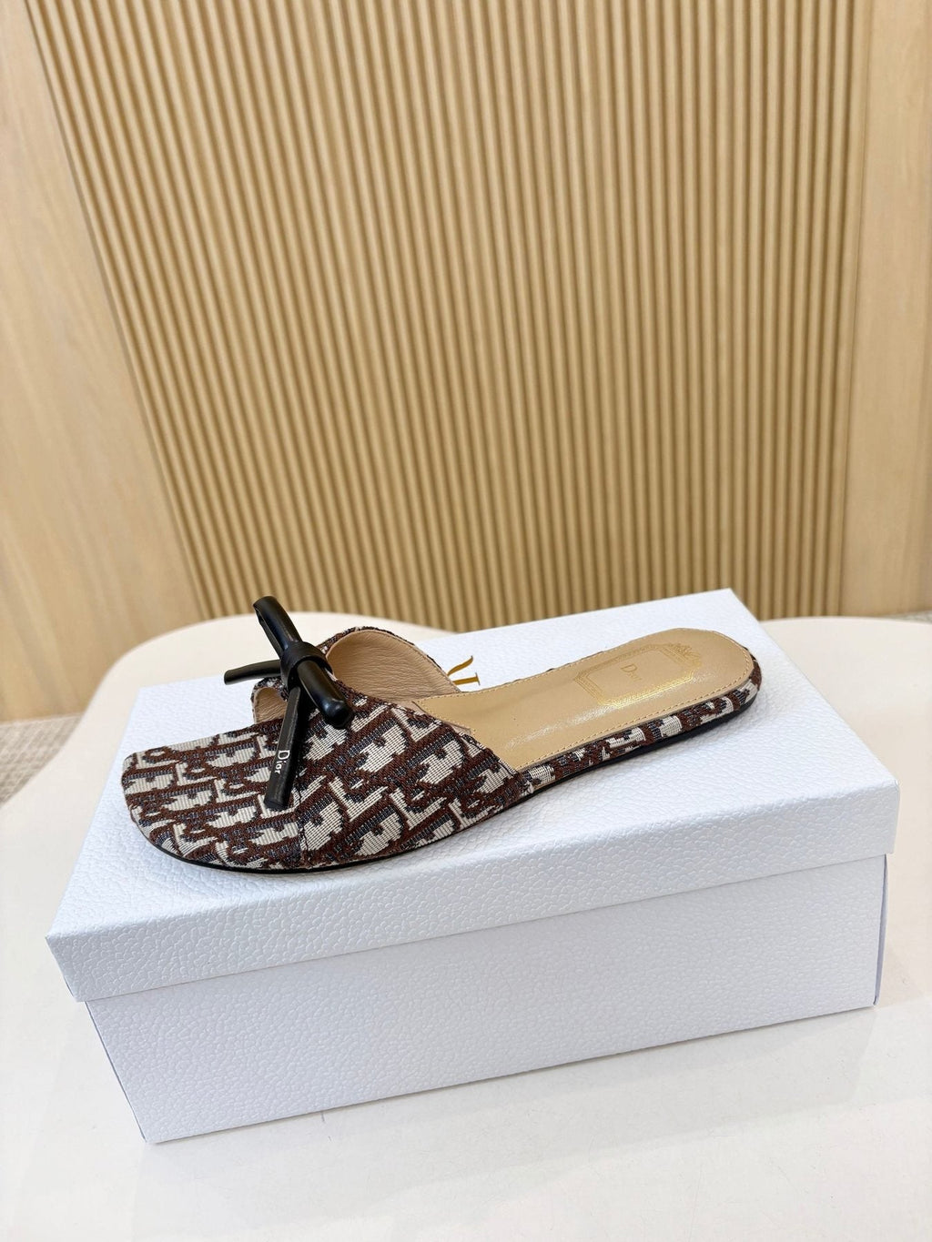 Dior Bow Flat Mule Sandals