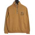 Burberry Equestrian-Detail Collared Half-Zip Sweatshirt - Camel