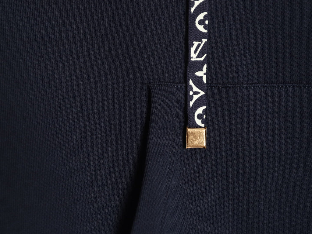 Louis Vuitton Monogram-Style Hood and Drawstring Pullover Hoodie - Navy